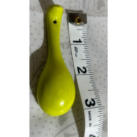 Cute TAG ceramic glazed condiment serving bowl & spoon - bright green - Picture 5 of 5